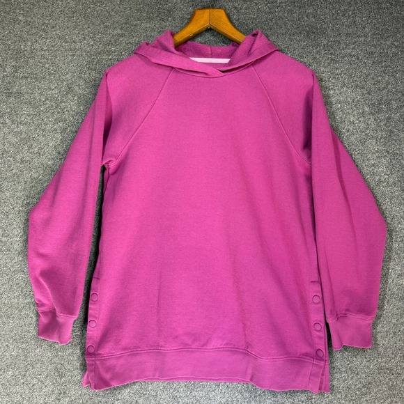 Ideology Tops - Ideology Hoodie Womens M Magenta Pink Snap Side Vent Raglan Sleeve Fleece